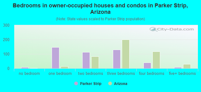 Bedrooms in owner-occupied houses and condos in Parker Strip, Arizona