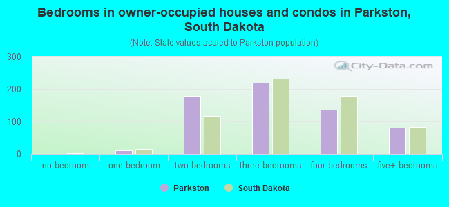 Bedrooms in owner-occupied houses and condos in Parkston, South Dakota