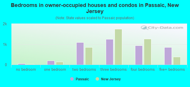 Bedrooms in owner-occupied houses and condos in Passaic, New Jersey