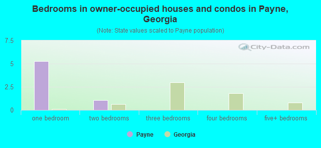 Bedrooms in owner-occupied houses and condos in Payne, Georgia