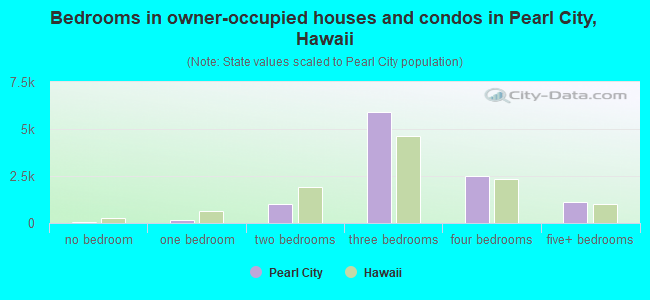 Bedrooms in owner-occupied houses and condos in Pearl City, Hawaii