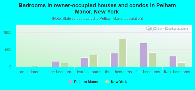 Bedrooms in owner-occupied houses and condos in Pelham Manor, New York