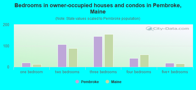 Bedrooms in owner-occupied houses and condos in Pembroke, Maine