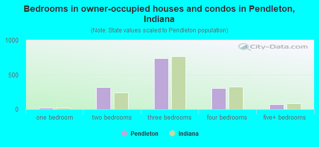 Bedrooms in owner-occupied houses and condos in Pendleton, Indiana