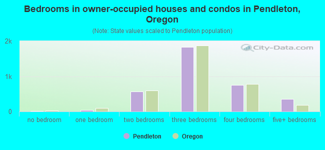 Bedrooms in owner-occupied houses and condos in Pendleton, Oregon