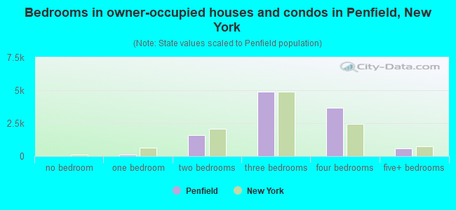 Bedrooms in owner-occupied houses and condos in Penfield, New York