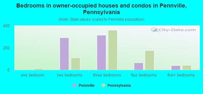 Bedrooms in owner-occupied houses and condos in Pennville, Pennsylvania