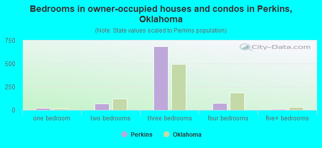 Bedrooms in owner-occupied houses and condos in Perkins, Oklahoma