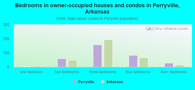Bedrooms in owner-occupied houses and condos in Perryville, Arkansas