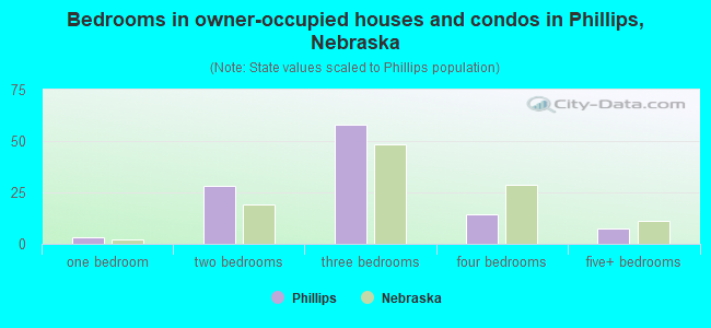 Bedrooms in owner-occupied houses and condos in Phillips, Nebraska
