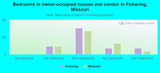 Bedrooms in owner-occupied houses and condos in Pickering, Missouri