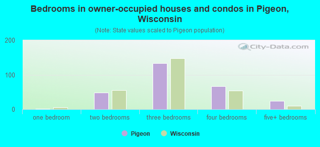 Bedrooms in owner-occupied houses and condos in Pigeon, Wisconsin