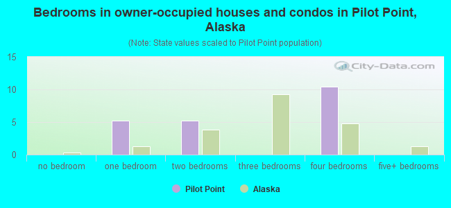 Bedrooms in owner-occupied houses and condos in Pilot Point, Alaska