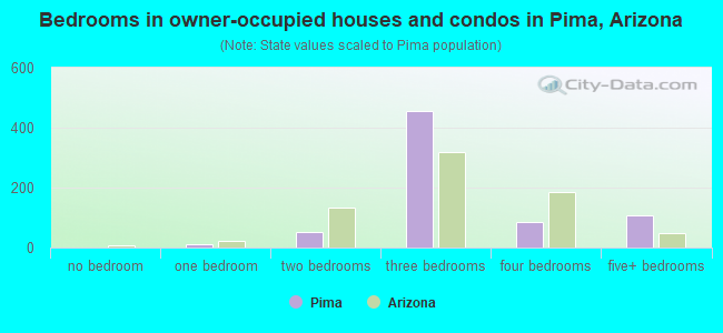 Bedrooms in owner-occupied houses and condos in Pima, Arizona
