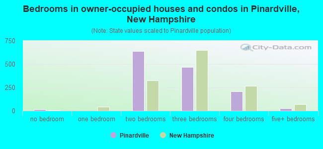 Bedrooms in owner-occupied houses and condos in Pinardville, New Hampshire