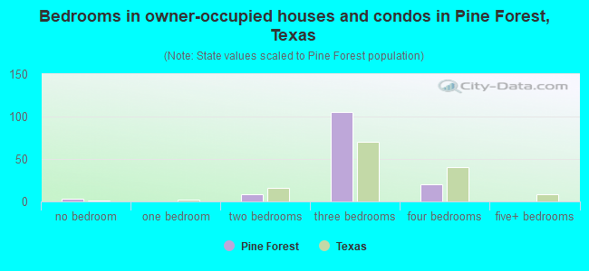 Bedrooms in owner-occupied houses and condos in Pine Forest, Texas