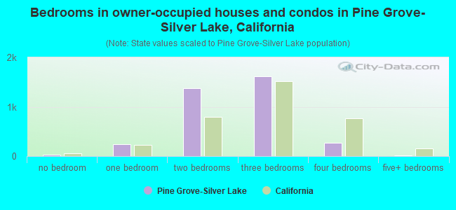 Bedrooms in owner-occupied houses and condos in Pine Grove-Silver Lake, California