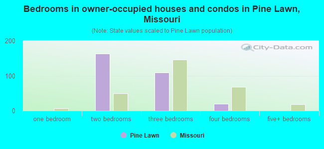 Bedrooms in owner-occupied houses and condos in Pine Lawn, Missouri