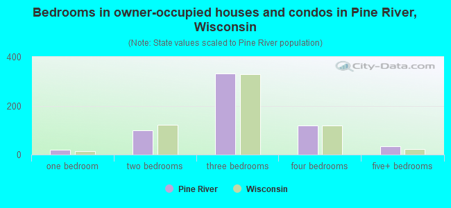 Bedrooms in owner-occupied houses and condos in Pine River, Wisconsin