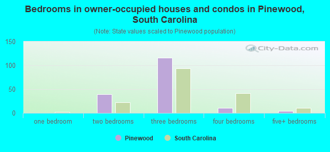 Bedrooms in owner-occupied houses and condos in Pinewood, South Carolina