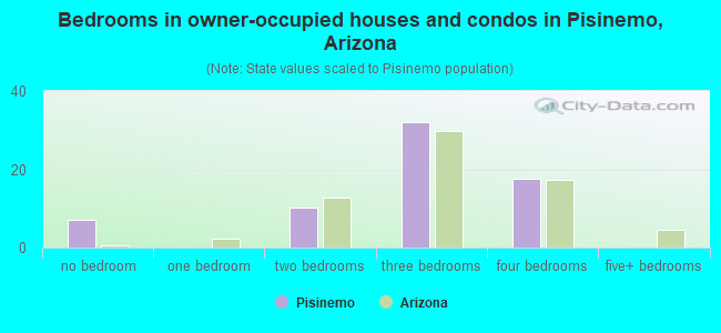 Bedrooms in owner-occupied houses and condos in Pisinemo, Arizona