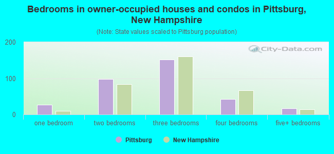 Bedrooms in owner-occupied houses and condos in Pittsburg, New Hampshire