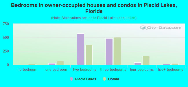 Bedrooms in owner-occupied houses and condos in Placid Lakes, Florida
