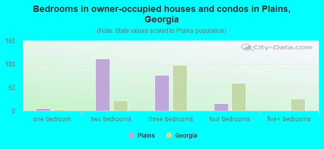 Bedrooms in owner-occupied houses and condos in Plains, Georgia