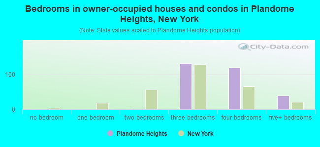 Bedrooms in owner-occupied houses and condos in Plandome Heights, New York