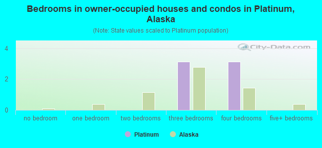 Bedrooms in owner-occupied houses and condos in Platinum, Alaska