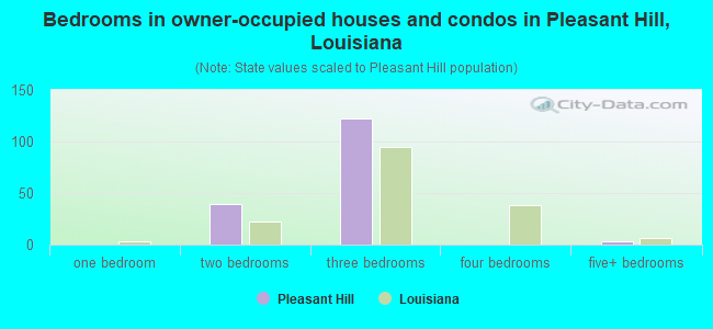 Bedrooms in owner-occupied houses and condos in Pleasant Hill, Louisiana
