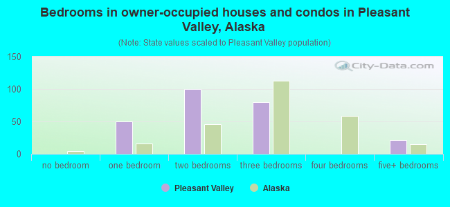 Bedrooms in owner-occupied houses and condos in Pleasant Valley, Alaska