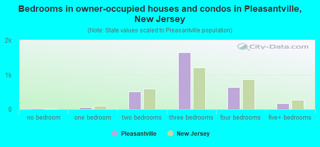 Bedrooms in owner-occupied houses and condos in Pleasantville, New Jersey