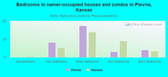 Bedrooms in owner-occupied houses and condos in Plevna, Kansas