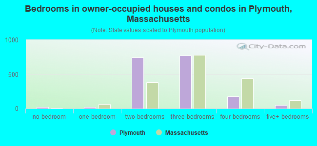 Bedrooms in owner-occupied houses and condos in Plymouth, Massachusetts