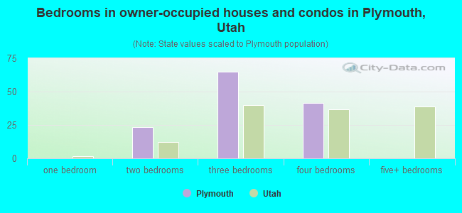 Bedrooms in owner-occupied houses and condos in Plymouth, Utah