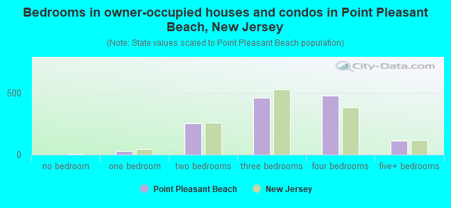 Bedrooms in owner-occupied houses and condos in Point Pleasant Beach, New Jersey
