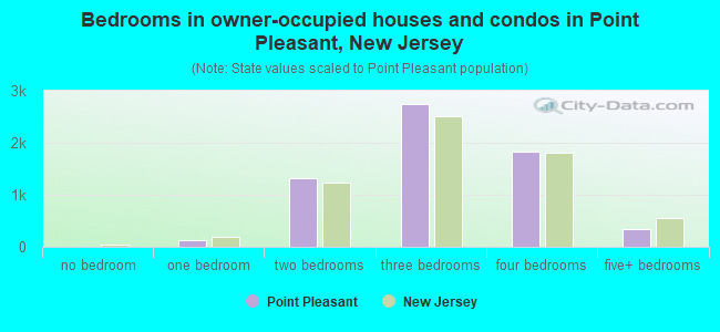 Bedrooms in owner-occupied houses and condos in Point Pleasant, New Jersey