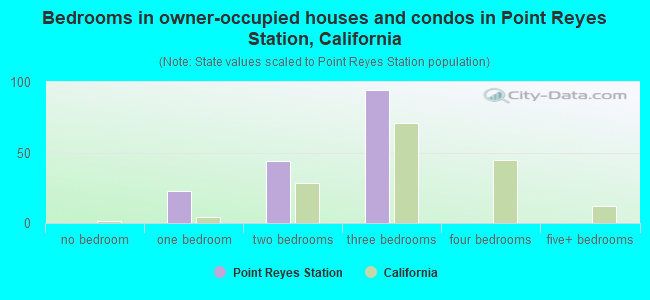 Bedrooms in owner-occupied houses and condos in Point Reyes Station, California