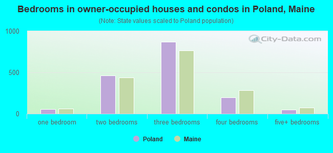 Bedrooms in owner-occupied houses and condos in Poland, Maine