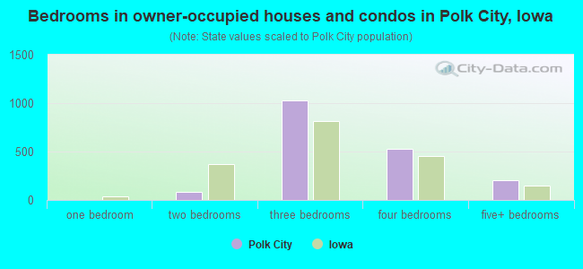 Bedrooms in owner-occupied houses and condos in Polk City, Iowa