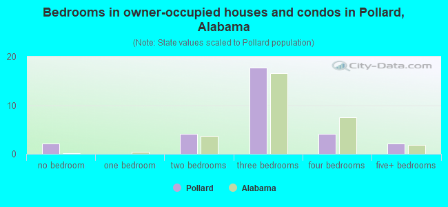 Bedrooms in owner-occupied houses and condos in Pollard, Alabama
