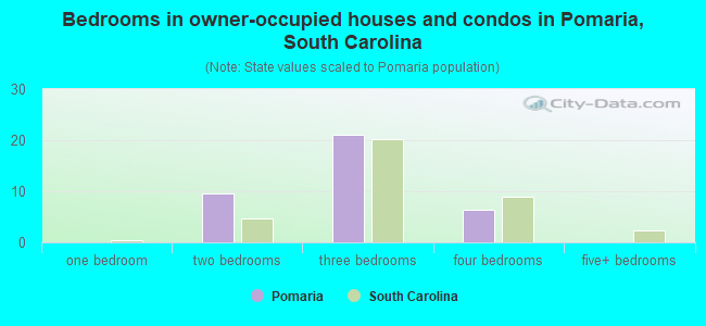 Bedrooms in owner-occupied houses and condos in Pomaria, South Carolina