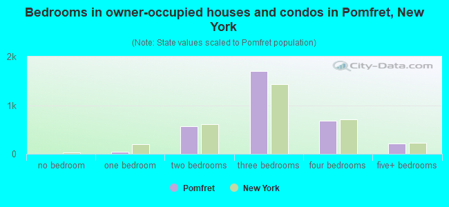 Bedrooms in owner-occupied houses and condos in Pomfret, New York