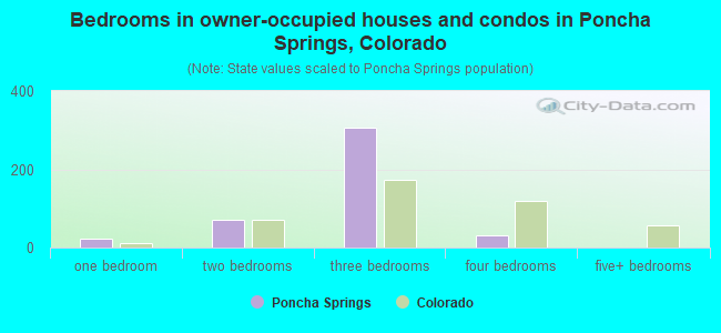 Bedrooms in owner-occupied houses and condos in Poncha Springs, Colorado