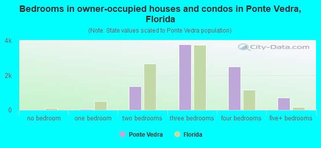 Bedrooms in owner-occupied houses and condos in Ponte Vedra, Florida