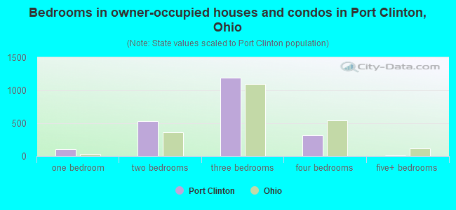 Bedrooms in owner-occupied houses and condos in Port Clinton, Ohio