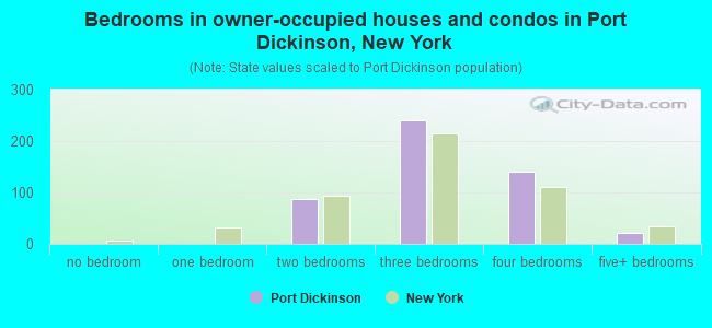 Bedrooms in owner-occupied houses and condos in Port Dickinson, New York