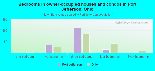 Bedrooms in owner-occupied houses and condos in Port Jefferson, Ohio