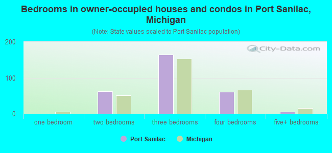 Bedrooms in owner-occupied houses and condos in Port Sanilac, Michigan